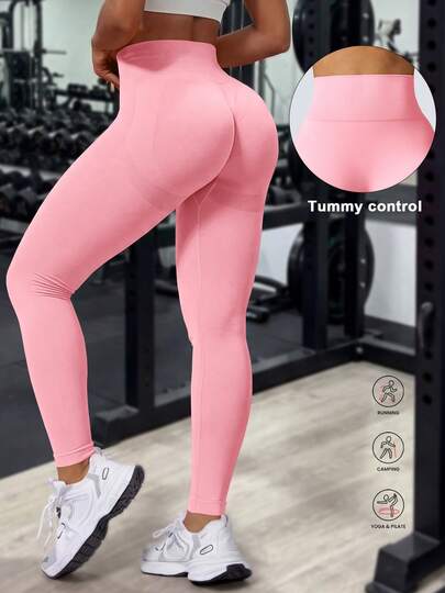 Women's Fashion Ruched Ankle Pants, Elastic Ribbed Leggings For Hiking & Sports