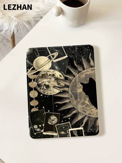 1个猫咪、月亮和星星图案平板电脑保护套，兼容(A16) 11英寸第11代（2025款）/第10代、10.2英寸、Pro 2021/2020款、Galaxy Tab A8 10.5英寸（2022款）、Matepad 10.4/Tab，防摔，带笔槽，支持睡眠/唤醒功能，适合送给孩子/家人，情人节礼物