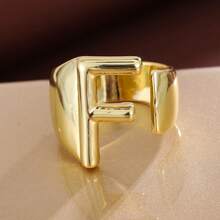1pc Minimalist Plain Letter Design Adjustable Open Ring For Women - Multicolor - View 26