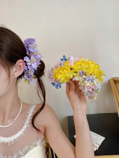 2026 New Fabric Starry Flower Hair Clip, Sweet Minimalist Mori Style Hair Accessory For Women, Hair Bun Maker, Hair Styling Pins