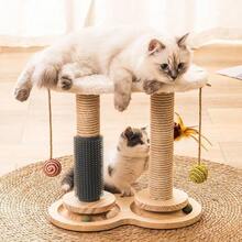 Kletter-Parcours für Katzen: Mehrstufiges Spielcenter mit Kugelbahn, Bällen und Kratzbäumen – Das unterhaltsame Fitness-Training für neugierige Samtpfoten. - Beige - Übersicht 4