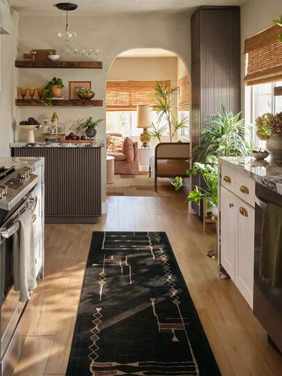 1pc Vintage Moroccan Abstract Line Geometric Pattern Rug, Soft Washable Area Rug For Bathroom, Kitchen, Entryway, Hallway, Bedroom, Living Room, And More