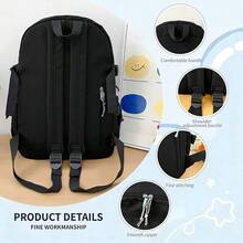 Mochila Linda para Adolescentes | Gran Capacidad, Estética de Lona, Mochila Escolar y de Viaje - Cuadrado - Ver 5