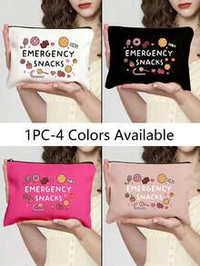 Emergency Snacks Letter Printed Storage Bag, Christmas Gift For Mom, Teacher, Friend, Nurse, Cosmetic Bag, Gift Bag For Female Friends, Travel Souvenirs, Birthday, Women'S Day, Party, Bridesmaid Cosmetic Storage Bag, Toiletry Bag, Storage Bag, Cosmetic Bag, Cosmetic Storage Bag, Makeup Tools, Travel Gift Makeup Bag Makeup Bags Makeup Organizer Make Up Organizer Makeup Storage - Multicolor - View 2