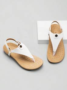 Athlefit Women's Orthopedic Sandals Thong Dressy T-Strap Orthotic Comfortable Casual Summer Arch Support Sandals - 白色 - 查看 5