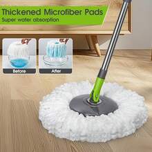 Spin Mop Bucket System Pedal Spin Mop And Bucket With Wringer Set,EasyWring Microfiber Mop With 3 Mop Pads,360°Spinning Floor Cleaning System - Home & Office Suitable - A - Xem 5