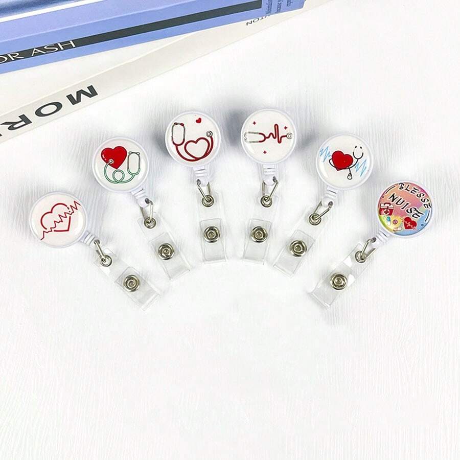 1pc Interesting Badge Reel Holder, Cute Retractable Nursing ID Badge Reel Clip Suitable For Nurses, Doctors, Hospitals And Office Workers - Multiple Styles - View 1