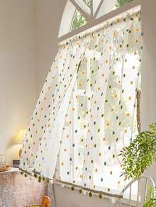 1件装新款流行彩色蓬松球形窗帘，轻薄透气，设计优雅，适用于高端别墅、农舍、阳台、客厅、卧室装饰，100克 - A - 查看 2