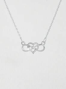 Dây chuyền mặt dây hình trái tim vô cực bằng bạc Sterling 925, đính đá Cubic Zirconia - Thanh lịch, thích hợp đeo hàng ngày và làm quà tặng. - hình học - Xem 4