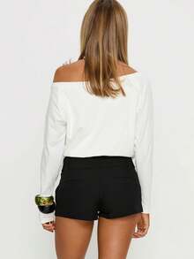 Womens Low Rise Shorts Casual Solid Color Tight Fitted Mini Boxer Shorts Stylish Summer Streetwear Summer Going Out Bottoms Casual Vacation , Suitable For Beach Vacation  Everyday Casual Wear - màu đen - Xem 7