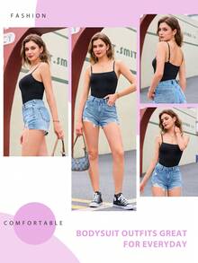 Nebility Shapewear Waist Trainer Bodysuits Women Clothing Tummy Control Seamless Full Body Shaper Square Neck Jumpsuits Top - 黑色 - 查看 5