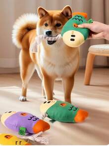 宠物玩具毛绒玩具，会发声，逼真的肥头鱼造型，配有棉绳，经久耐用，耐咬，狗狗磨牙玩具。 - 彩色 - 查看 9