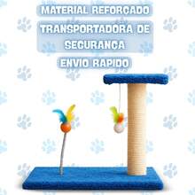 Arranhador Poste de Sisal Para Gatos com Brinquedo Interativo - Mola - Azul - Visão 3