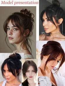 4/2pcs Fringe Wig Pieces, High-Temperature Resistant 10-Inch Double-Hair Clips For Sideburns, Air-Style Side Profile Fringe Backing Stickers, Natural "Double-Hair" Clips Like Silk, Wig Fringes, Women's Wigs, Styling Tools - Multicolor - View 2