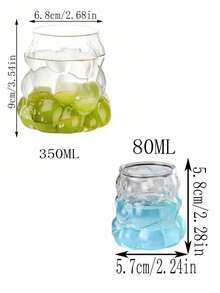 A Set Of 350ml Grape-Shaped Glass Cups, 80ml Mini Espresso Cups, And Creative Bubble-Shaped Water Cups. They Are Heat-Resistant And Cold-Resistant, Suitable For Drinking Plain Water, Milk, Oatmeal, Tea, Juice, Breakfast, Coffee, And Beverages. They Are Ideal Gifts For Friends, Family Members, Teachers, And Colleagues On Special Occasions. - Multicolor - View 12