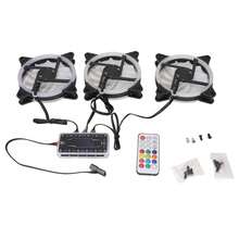 Kit De 3 Ventiladores Rgb Gamer, 120mm Rgb Radiador De Caja - Negro - Ver 1