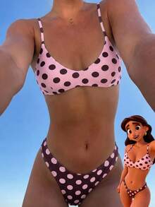 Sultry Sol Bộ đồ bơi hai mảnh màu đen trắng gợi cảm dành cho nữ, bikini mùa hè đi biển màu hồng, thích hợp cho kỳ nghỉ. - Hồng - Xem 3