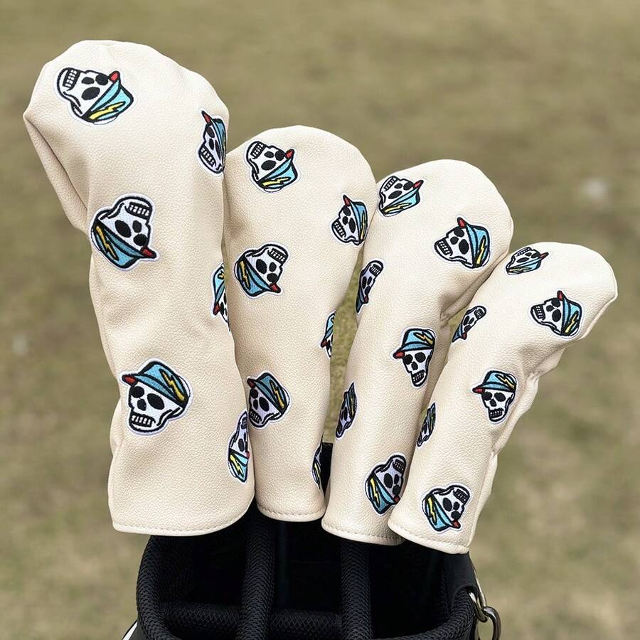 Lightning Skull Pattern Golf Club Head Covers For Hybrid Driver Fairway Wood Covers Putter Covers And Golf Club Iron Head Covers Waterproof PU - متعدد الألوان - مشاهدة 1