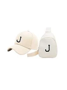 2Pcs Black Baseball Cap And Bag With Letter Decor For 3-8 Years Old Boys/Girls, Classic Children Snapback Hat For Spring & Summer Daily Casual Wear - Beige - View 8