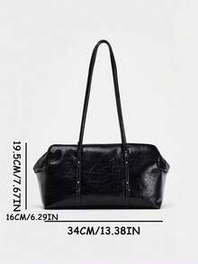 2026 New Arrival High-End Niche Textured One Shoulder Tote Bag, Fashionable Underarm Large Capacity Handbag - Black - View 2
