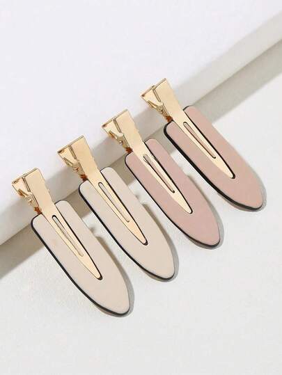 4pcs Acetate Hair Clips: French Elegant Solid Color Hair Clips With Metal Clips - Durable Non-Slip Strong Fixation Suitable For All Hair Types | Daily Wear, Party, Wedding Hairstyle Accessories