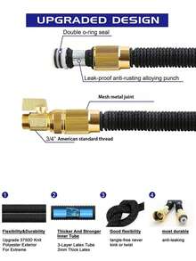 3/4 Inch American Made Flexible Expandable Garden Hose With 10-Function High Pressure Spray Nozzle, For Watering And Cleaning - C - View 5