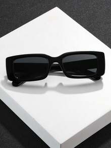 1副男士黑色塑料长方形全窄框经典优雅T台现代简约风格百搭基础款时尚眼镜，适合婚礼、西式派对、商务外出等场合的服装配饰 - 彩色 - 查看 4