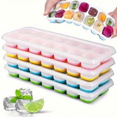 No More Mess: Leak-Proof Ice Cube Trays With Lids For Easy Stacking & Storage