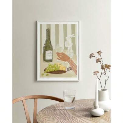 1PC Frameless Green Series,Tea O'Clock Print,Time For Wine Print,Cocktail Party Print,No Framed Canvas Wall Art Poster, Prints For Wall Decor Pictures, Suitable For Bathroom Decor, Room Decor Bedroom,Home Decor Living Room,House Decor,Home Accessories,Kitchen Decor & Office - Perfect Gift For Friend And Family,Valentine's Day, New Year, New Home- No Frame