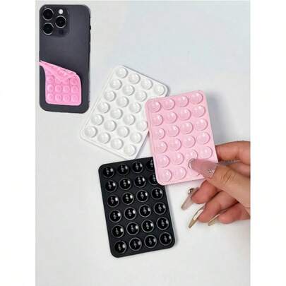 Silicone Double Sided Suction Cup Phone Holder Detachable And Reusable 2-Sided Suction Cup Phone Holder With Back Mounted Double-Sided Suction Cup For Makeup Fitness Bathing Car Kitchen Household Valentine's Day Gift A