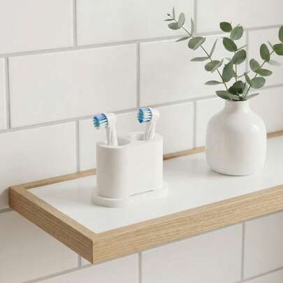 Electric Toothbrush Head Storage Rack, Bathroom Countertop Replacement Toothbrush Head Holder Organizer, Modern White/Gray/Black 2-Slot Toothbrush Head Storage Rack, Easy To Clean Detachable Base