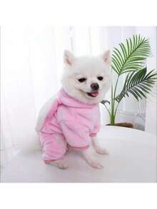 1pc Pet Hoodie, Cute Rabbit Design, Autumn/Winter Cat/Dog Sweatshirt Suitable For Small/Medium Pets - Pink - View 3
