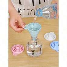 1pc Practical Silicone Folding Funnel, Portable Small Funnel, Large-Diameter Wine Funnel, Multi-Purpose Kitchen Large-Diameter Oil Funnel. The Color Is Randomly Sent. Anti Splash Kitchen Accessories, Easy To Store, Convenient For Kitchen Organization. - Random Color - View 1