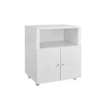 MUEBLE METÁLICO PARA IMPRESORA y ARCHIVADOR - Estante de 2 Niveles con Estante Ajustable y Puertas con Cerrojo, Organizador Móvil Bajo Escritorio - Blanco - Dos capas - Ver 6