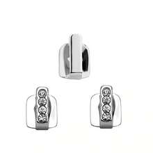 1 Set Of 3pcs/5pcs Smooth Vertical Stripe Rhinestone Metal Shiny Hip Hop Tooth Grillz, Unisex Fashion Party Clubbing Accessories - Multicolor - View 4