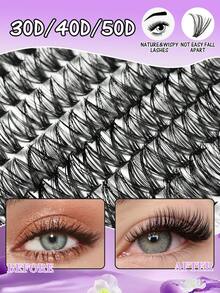 640pcs Lash Clusters DIY Eyelashes Extensions Kit, D Curling Eyelashes Extension Kit, Black Ndividual Lash Clusters Kit 8-16mm D30+D40+D50 Black D-CurlingEyelashes Cluster Extension Kit, Large-Capacity Cluster False Eyelashes - Black - View 4