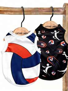 LUCKIE LABO Bộ 2 áo vest in hình quả bóng cổ điển mùa giải GAME DAY, phù hợp cho chó Chihuahua và các giống chó nhỏ khác, lớp lót thoáng khí giúp giảm rụng lông, áo vest thể thao trong nhà/ngoài trời cho mèo và chó. - Nhiều màu - Xem 12