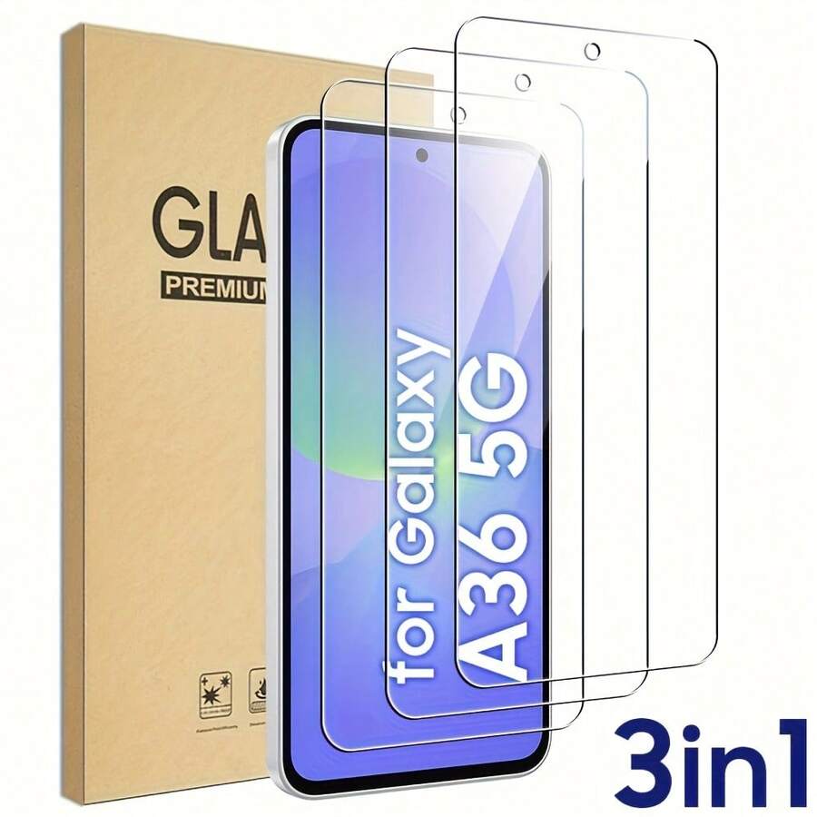 3pcs/Set High Definition Tempered Glass Screen Protector Compatible With Samsung Galaxy A36 5G 6.7 Inch, Bubble-Free, Scratch-Resistant - Galaxy A36 - View 1