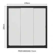 Ropero Closet Madesa 3 Puertas Color Negro y Blanco 01 - Negro y Blanco - Ver 3