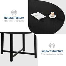 Mesa de comedor redonda, mesa de cocina de 47 pulgadas con marco de metal resistente y madera superior, para pequeño comedor y apartamento - Negro - Ver 5