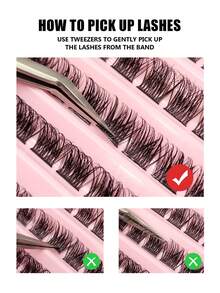 Set de 120 piezas Asiteo de pestañas postizas de pelo de marta suave y natural, extensiones de pestañas individuales DIY, pestañas postizas individuales - C - Ver 3