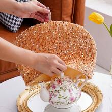 1 pieza Funda brillante para tetera, Tapa para bandeja de postres, Tapa de tela para volver al colegio - Algodón blanco - Ver 15