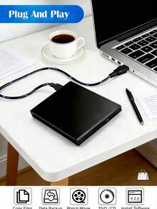 1个USB 3.0和Type-C接口的外置CD/DVD光驱 - 24倍速读写，纤薄便携，防震，降噪，即插即用，兼容Windows/Linux系统，适用于笔记本电脑/台式机，是数据备份和媒体播放的理想之选（包含31个国家/地区的电子用户指南） - 黑色 - 查看 8