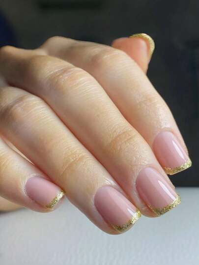 24 piezas de uñas postizas, suministros para uñas, arte de uñas, uñas falsas Y2K, uñas con puntas francesas, uñas doradas