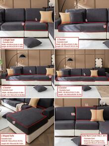 1件装弹力沙发套，防滑全覆盖沙发座套，四季通用沙发垫套，加厚面料沙发毯，可机洗，防尘，宠物友好，适用于卧室、办公室、客厅、L型沙发、1/2/3/4人座沙发 - 深灰色 - 查看 5