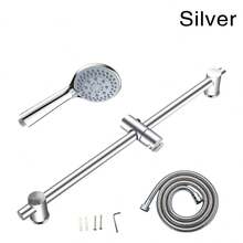 Shower Head & Slide Riser Rail Bracket Kit Chrome Adjustable Set With Soap Dish - Shower Head + Shower Base + Hose - View 12