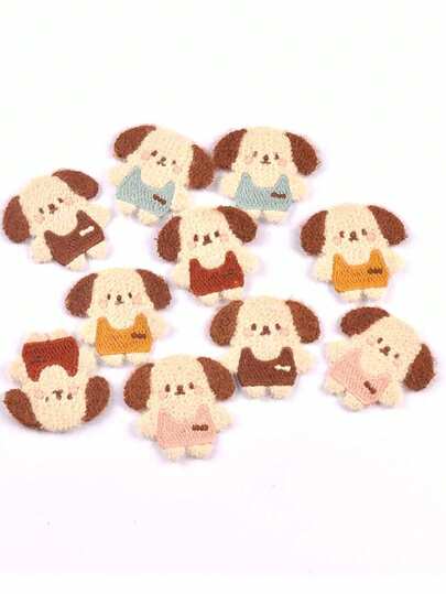 5pcs 4.9x4.9cm Assorted Cute Dog Patches, Suitable For Clothing, Backpacks, Hair Clips DIY Decoration, Sewing Accessories, Home Decor Embroidery