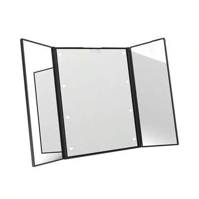 1 pieza Espejo de maquillaje iluminado de triple plegado con brillo ajustable, espejo de tocador portátil con soporte de iluminación, renderizado de color de alta definición y cuidado cómodo de los ojos, adecuado para maquillaje diario, retoques de viaje, cuidado de la piel en el escritorio, maquillaje de emergencia al aire mantenimiento de maquillaje en la oficina