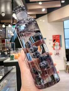 1个大容量塑料水瓶，带时间刻度，便携防漏运动水瓶，高品质饮料/果汁杯，ins风设计，大容量透明简约水杯，便携时尚饮水杯，防漏简约水杯，运动水瓶，适合健身、跑步和户外活动，女性适用，露营适用，适合居家、办公、学校、旅行、度假等各种场合，送给女性、男性、家人的礼物 - 彩色 - 查看 4