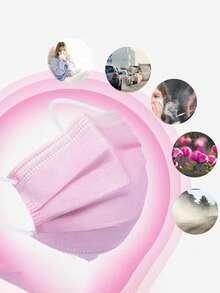 50pcs Disposable Face Masks, 3-Layer Design, Specially Made For Women - Multicolor - View 3